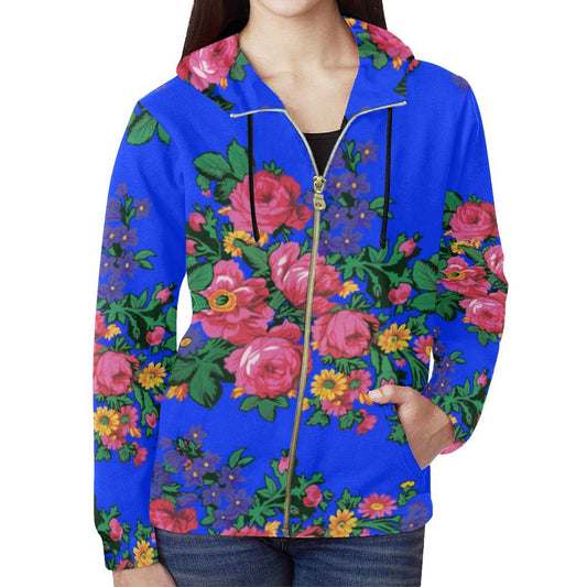 Kokum's Revenge- Royal All Over Print Full Zip Hoodie for Women (Model H14) All Over Print Full Zip Hoodie for Women (H14) e-joyer 