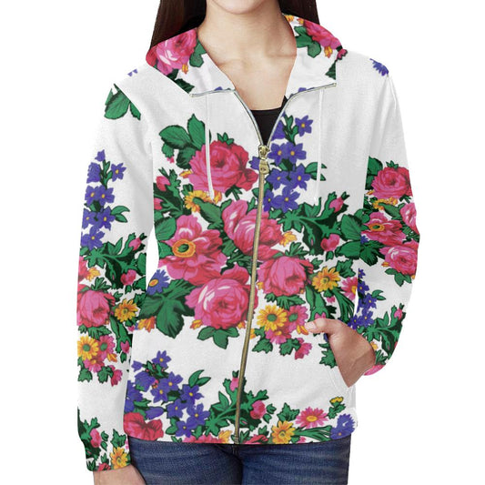 Kokum's Revenge-White All Over Print Full Zip Hoodie for Women (Model H14) All Over Print Full Zip Hoodie for Women (H14) e-joyer 