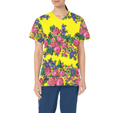 Load image into Gallery viewer, Kokum&#39;s Revenge Yellow All Over Print Scrub Top Scrub Top e-joyer 
