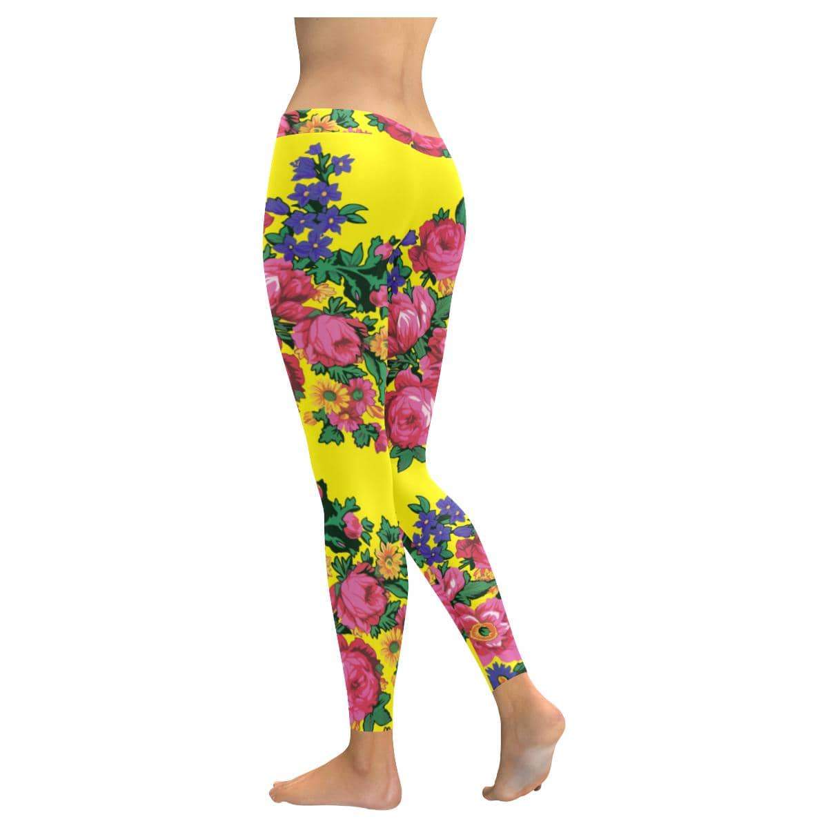 Kokum's Revenge-Yellow Low Rise Leggings (Invisible Stitch) (Model L05) Low Rise Leggings (Invisible Stitch) (L05) e-joyer 