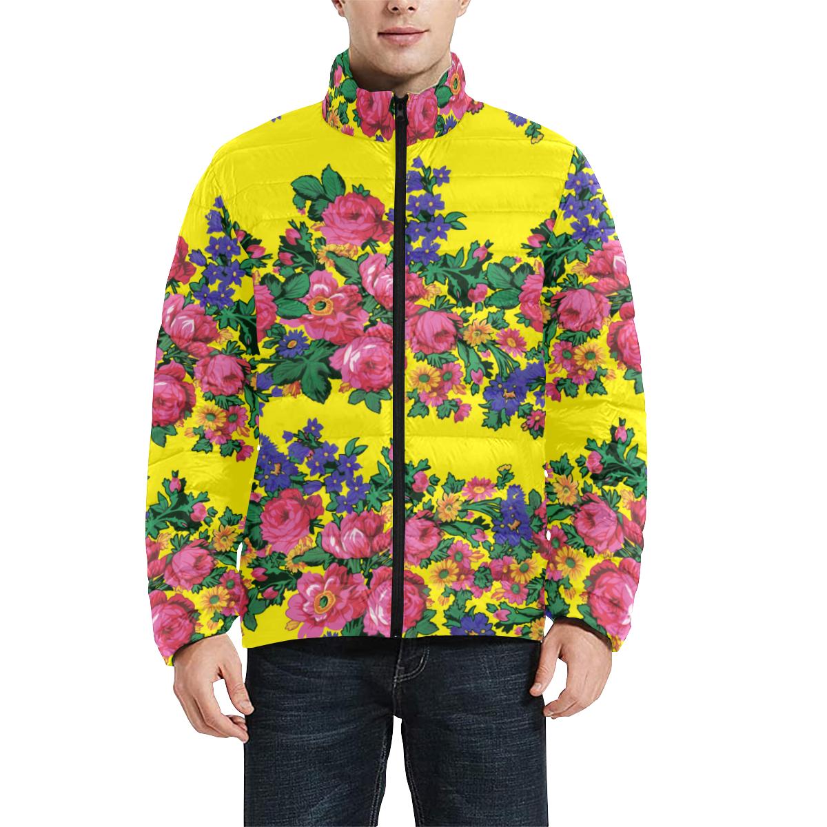 Kokum's Revenge Yellow Men's Stand Collar Padded Jacket (Model H41) Men's Stand Collar Padded Jacket (H41) e-joyer 