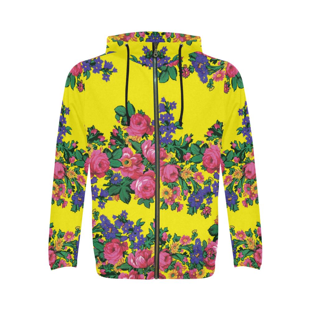 Kokum's Revenge Yellow Zip Hoodie by 49 Dzine