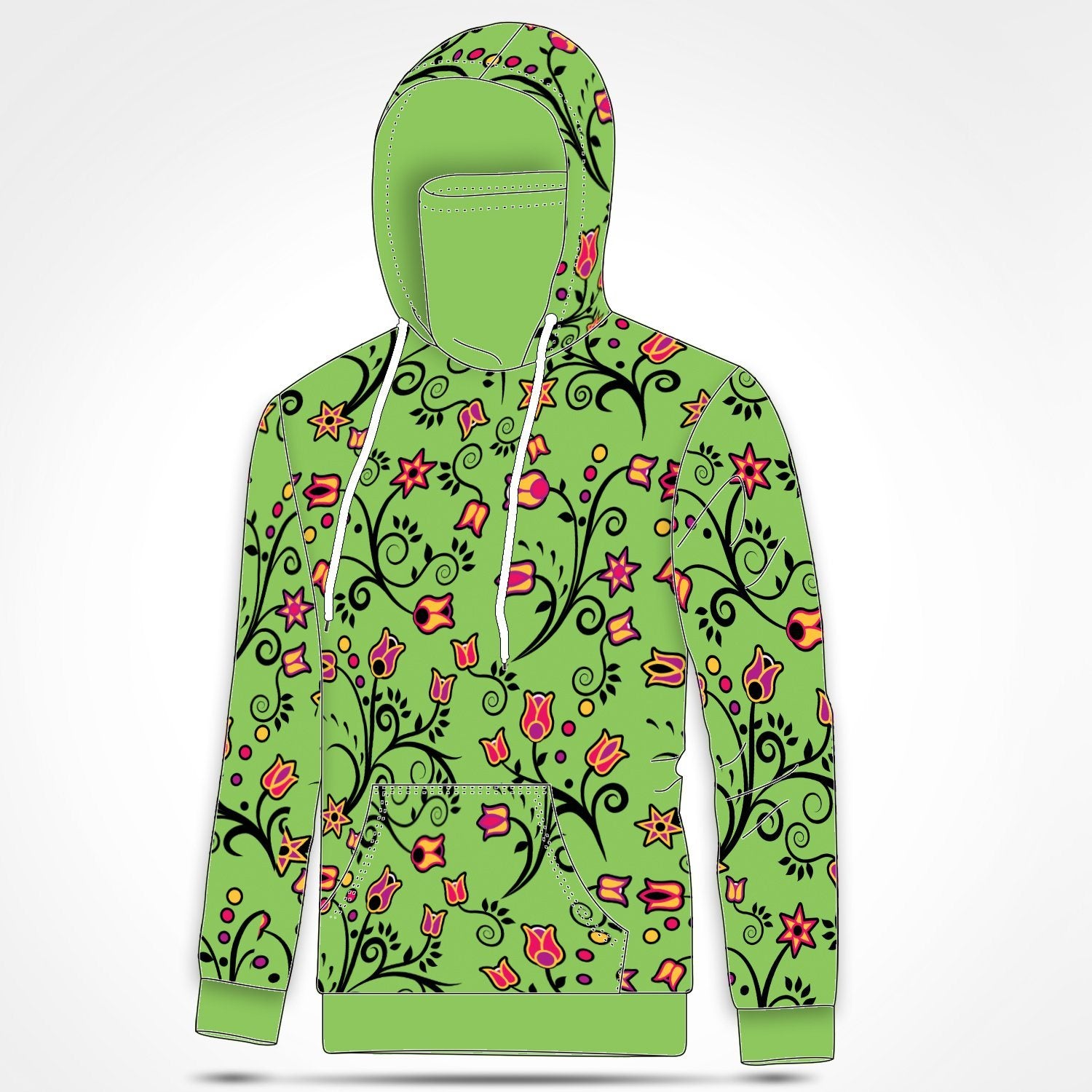 Light Green Yellow Star Hoodie with Face Cover 49 Dzine 