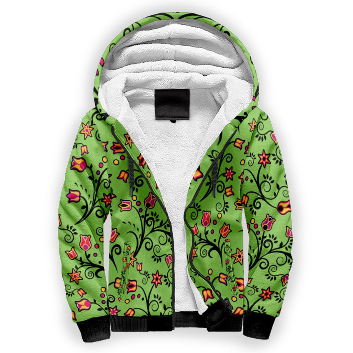 Light Green Yellow Star Sherpa Hoodie by 49 Dzine