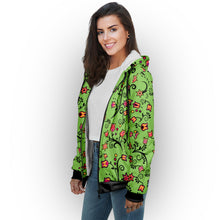 Load image into Gallery viewer, Light Green Yellow Star Sherpa Hoodie hoodie Herman 
