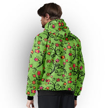 Load image into Gallery viewer, Light Green Yellow Star Sherpa Hoodie hoodie Herman 
