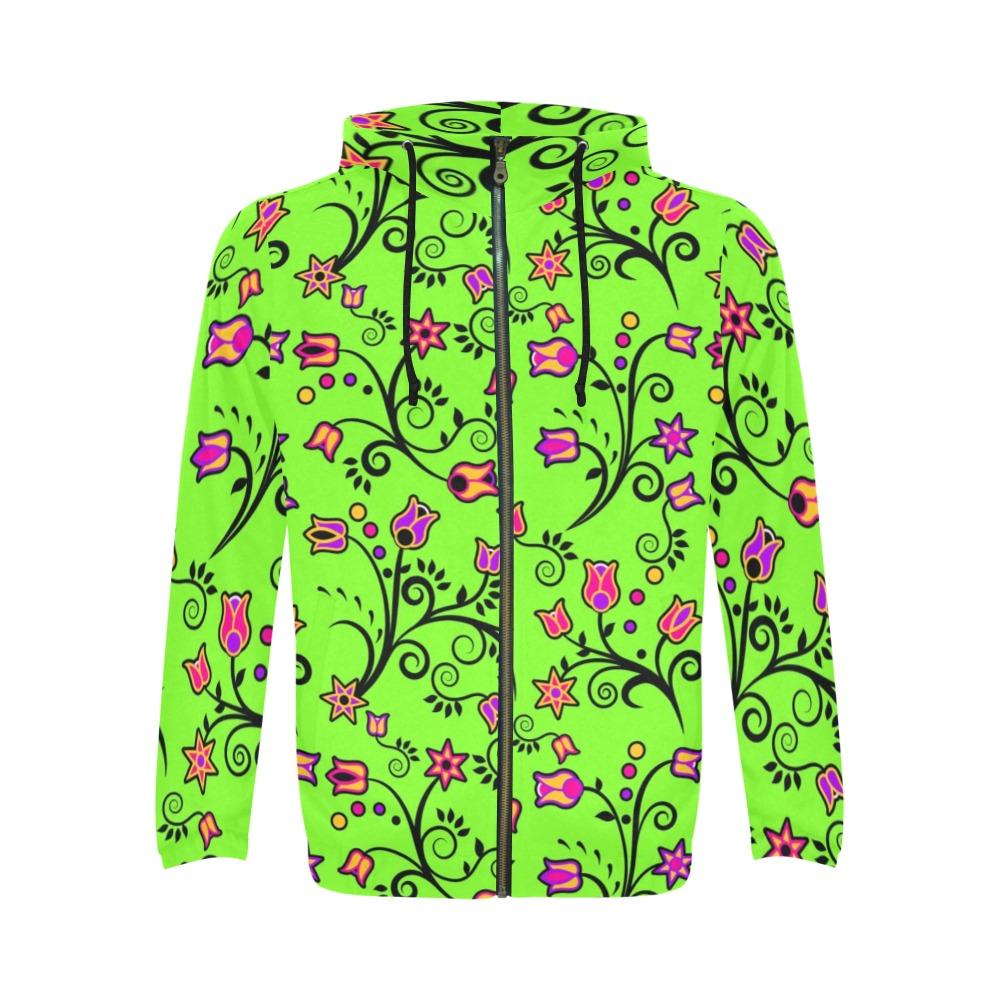 Light Green Yellow Star Zip Hoodie by 49 Dzine