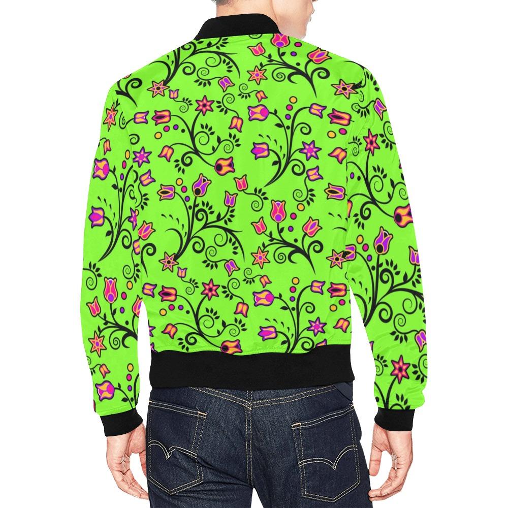 LightGreen Yellow Star All Over Print Bomber Jacket for Men (Model H19) Jacket e-joyer 