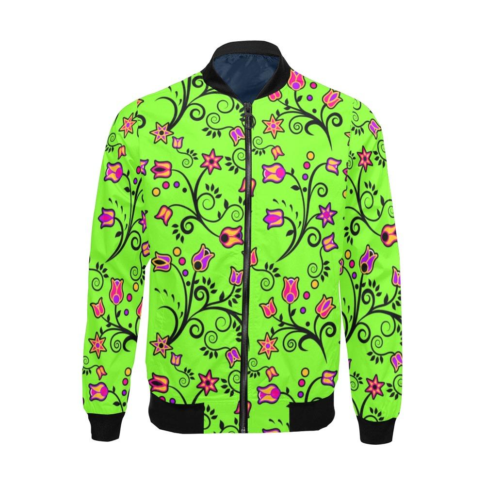 LightGreen Yellow Star All Over Print Bomber Jacket for Men (Model H19) Jacket e-joyer 