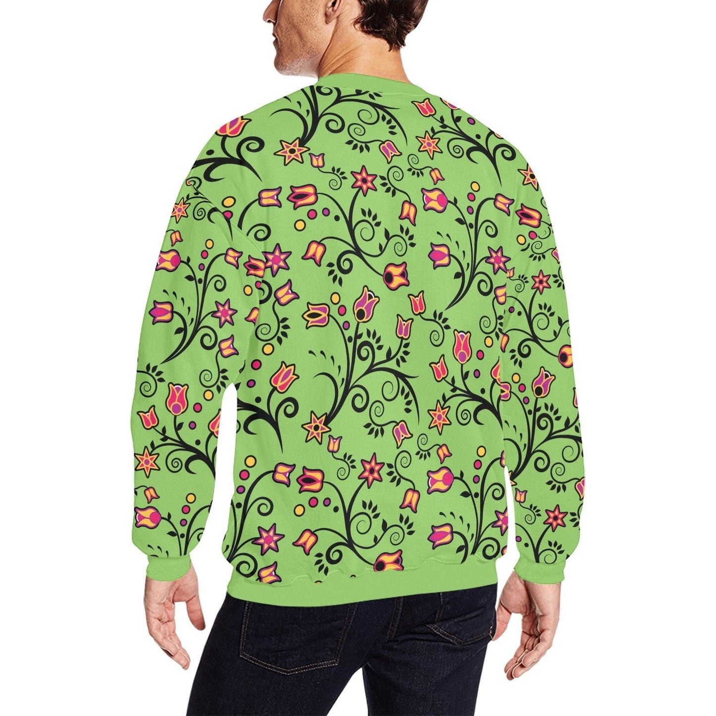 LightGreen Yellow Star All Over Print Crewneck Sweatshirt for Men (Model H18) shirt e-joyer 