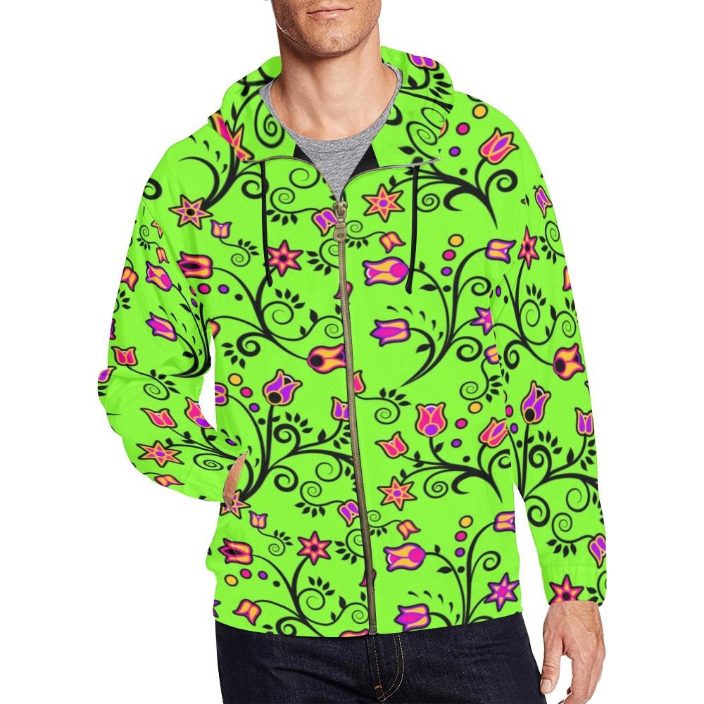 LightGreen Yellow Star All Over Print Full Zip Hoodie for Men (Model H14) hoodie e-joyer 