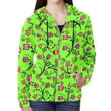 Load image into Gallery viewer, LightGreen Yellow Star All Over Print Full Zip Hoodie for Women (Model H14) hoodie e-joyer 
