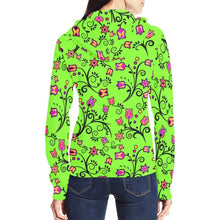 Load image into Gallery viewer, LightGreen Yellow Star All Over Print Full Zip Hoodie for Women (Model H14) hoodie e-joyer 
