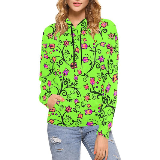 LightGreen Yellow Star All Over Print Hoodie for Women (USA Size) (Model H13) All Over Print Hoodie for Women (H13) e-joyer 