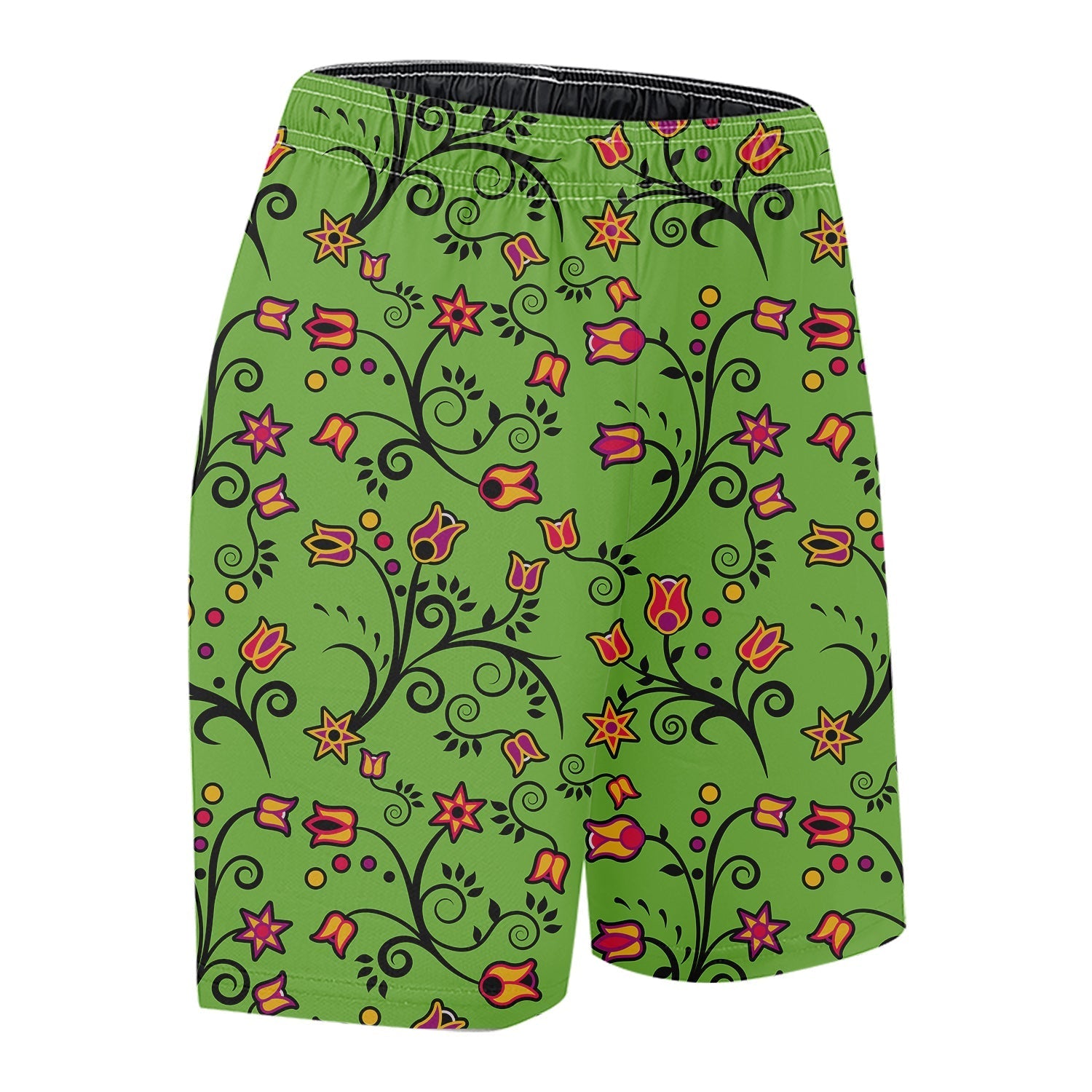 LightGreen Yellow Star Kid's Basketball Shorts 49 Dzine 