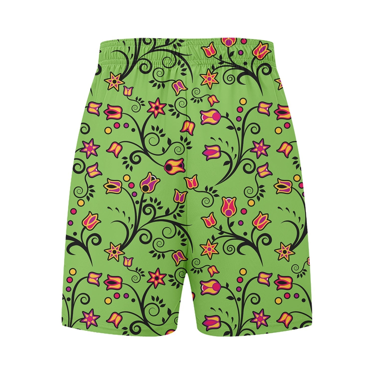 LightGreen Yellow Star Kid's Basketball Shorts 49 Dzine 