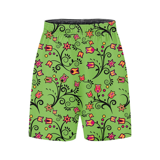 LightGreen Yellow Star Kid's Basketball Shorts 49 Dzine 