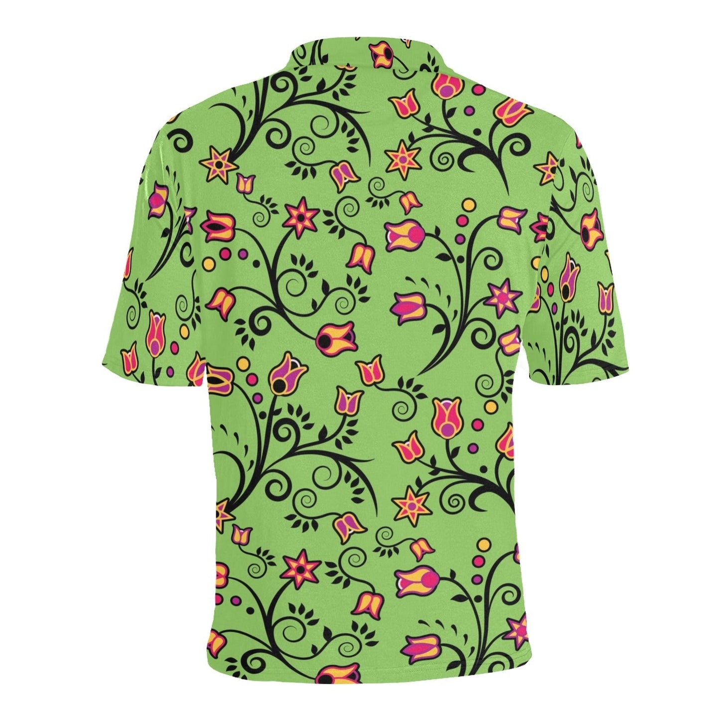 LightGreen Yellow Star Men's All Over Print Polo Shirt (Model T55) Men's Polo Shirt (Model T55) e-joyer 