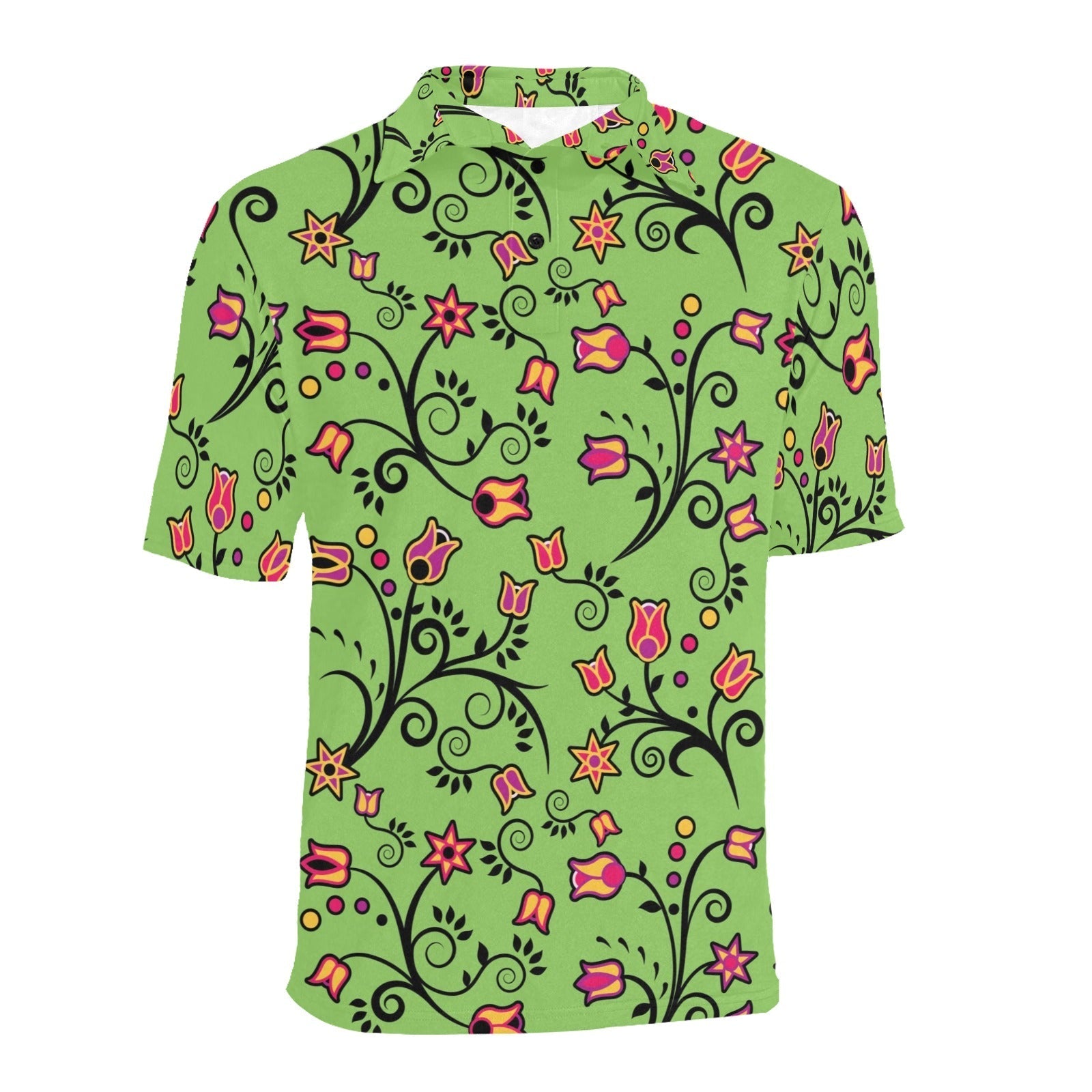 LightGreen Yellow Star Men's All Over Print Polo Shirt (Model T55) Men's Polo Shirt (Model T55) e-joyer 