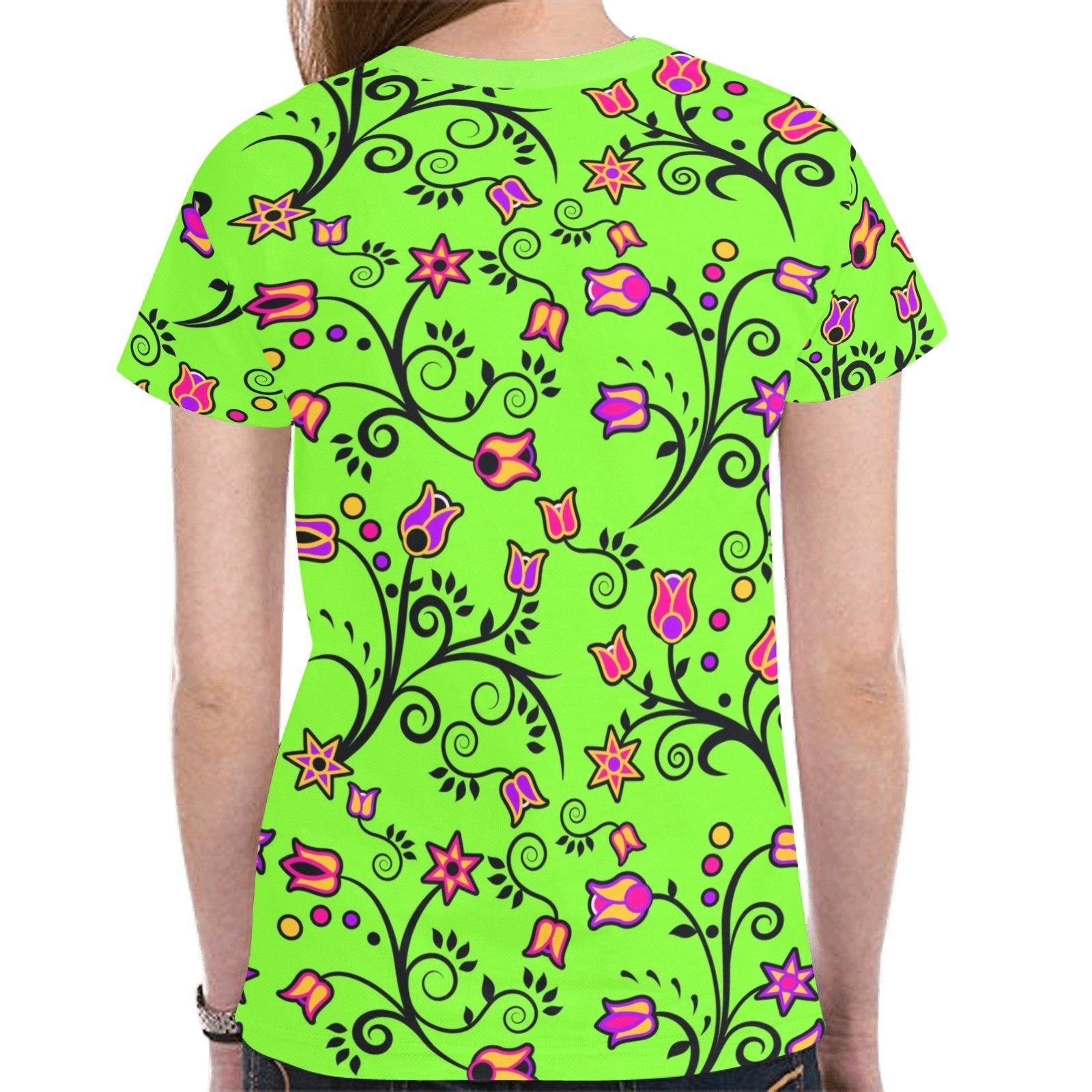 LightGreen Yellow Star New All Over Print T-shirt for Women (Model T45) tshirt e-joyer 