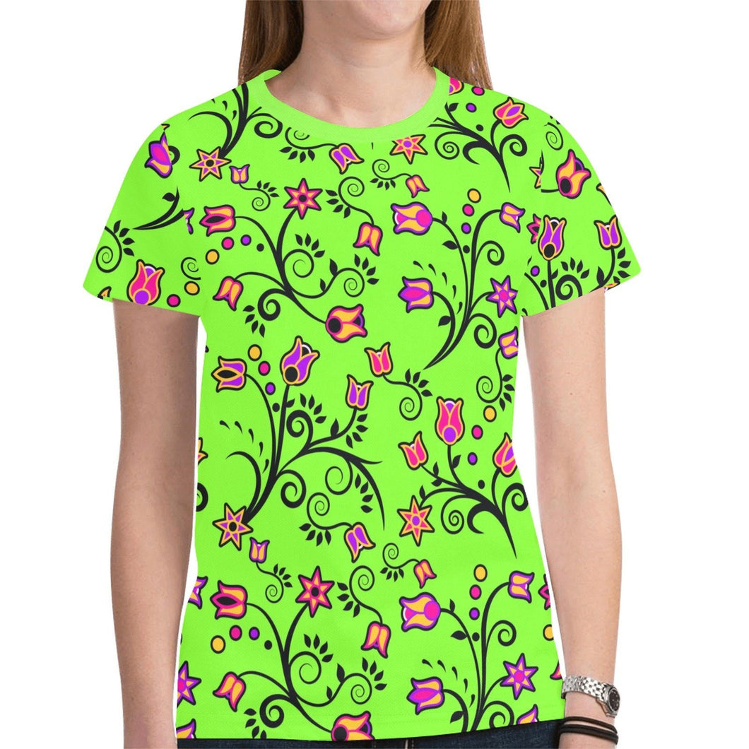 LightGreen Yellow Star New All Over Print T-shirt for Women (Model T45) tshirt e-joyer 