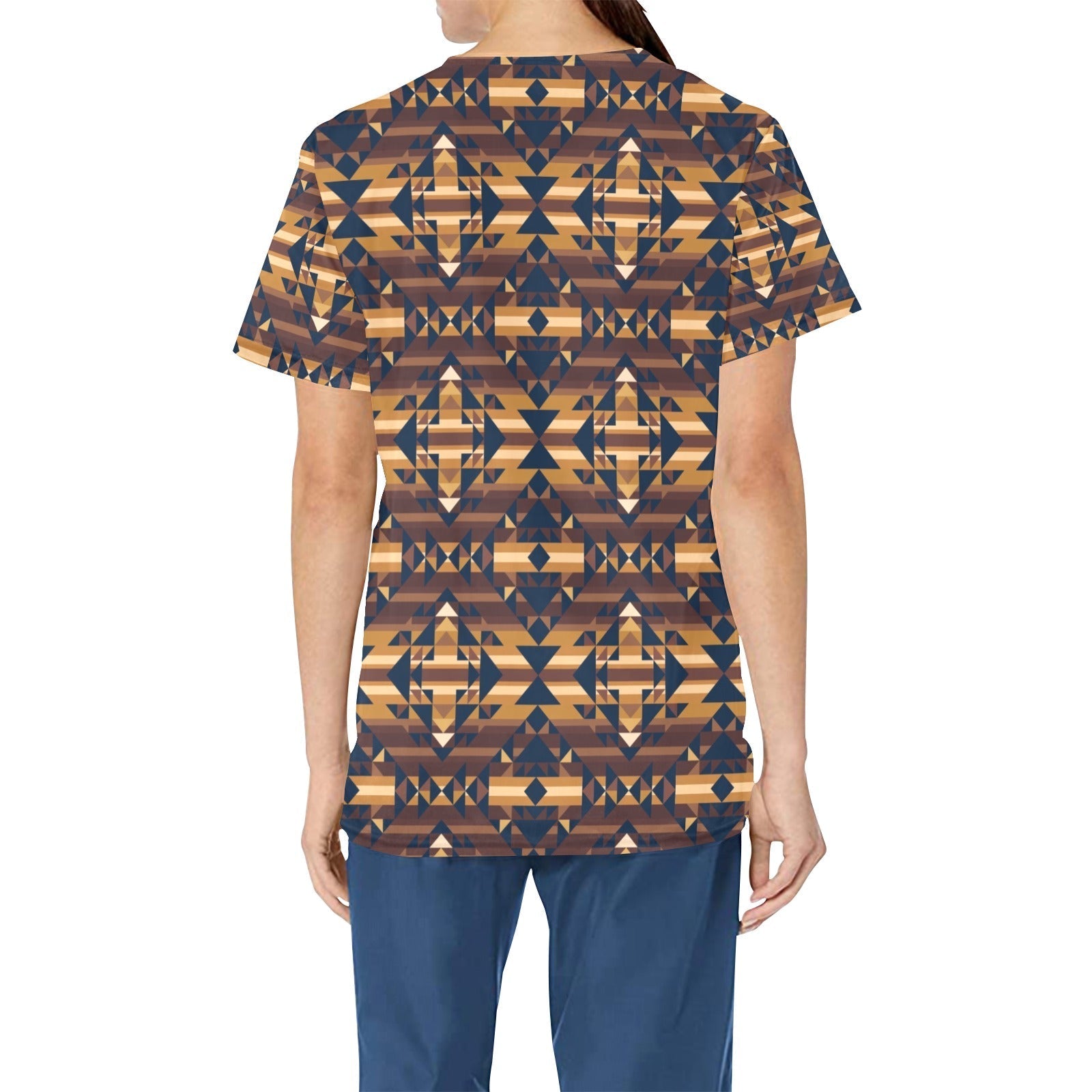 Marron Cloud All Over Print Scrub Top Scrub Top e-joyer 