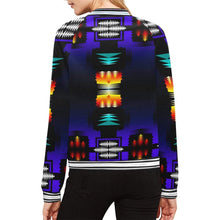 Load image into Gallery viewer, midnight sage fire II All Over Print Bomber Jacket for Women (Model H21) All Over Print Bomber Jacket for Women (H21) e-joyer 
