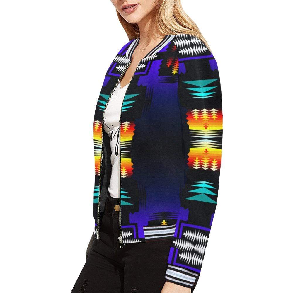 midnight sage fire II All Over Print Bomber Jacket for Women (Model H21) All Over Print Bomber Jacket for Women (H21) e-joyer 