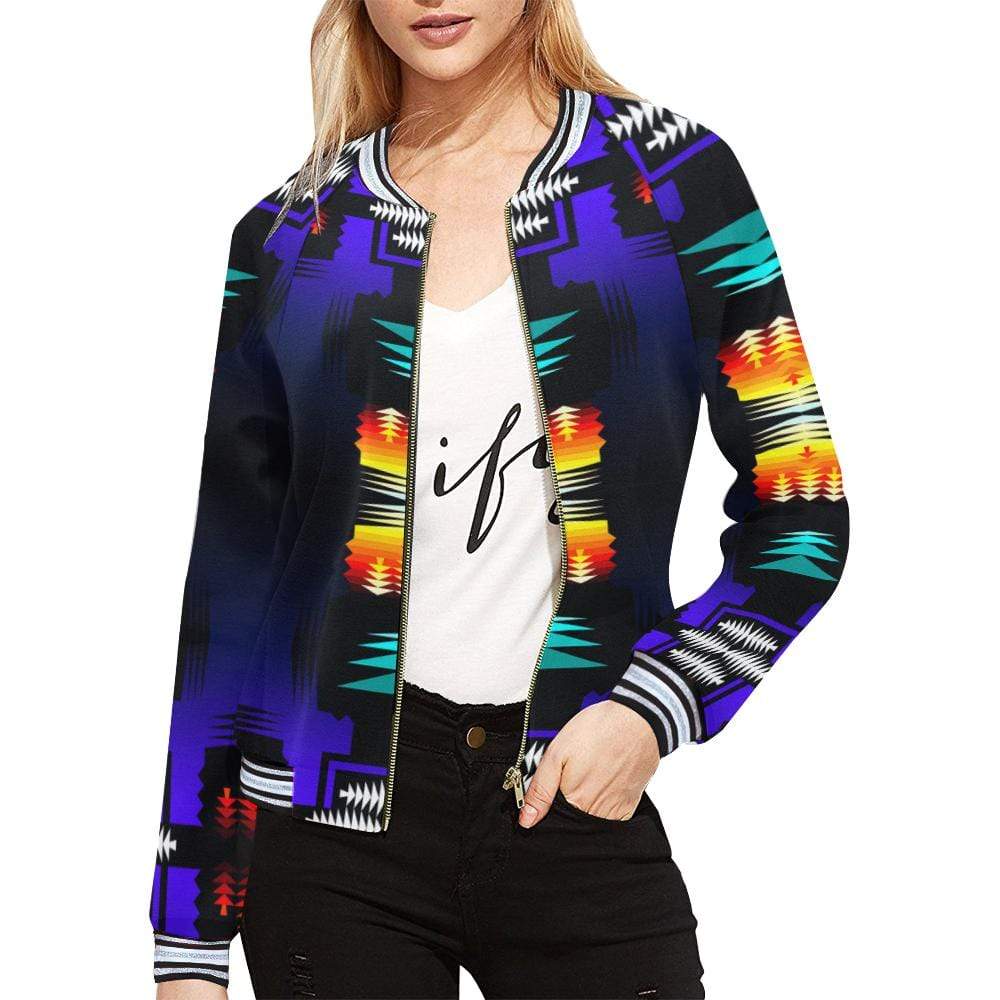 midnight sage fire II All Over Print Bomber Jacket for Women (Model H21) All Over Print Bomber Jacket for Women (H21) e-joyer 