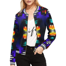 Load image into Gallery viewer, midnight sage fire II All Over Print Bomber Jacket for Women (Model H21) All Over Print Bomber Jacket for Women (H21) e-joyer 
