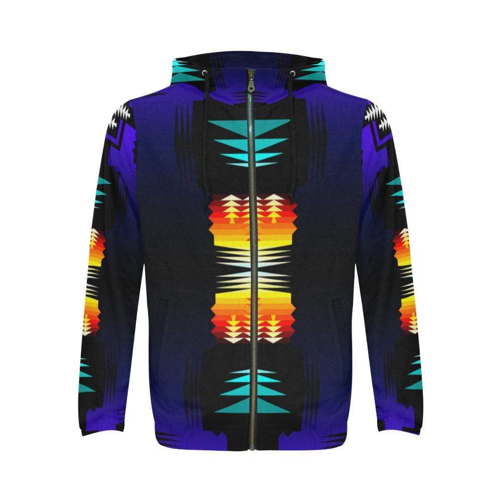 Midnight Sage Fire II All Over Print Full Zip Hoodie for Men (Model H14) All Over Print Full Zip Hoodie for Men (H14) e-joyer 