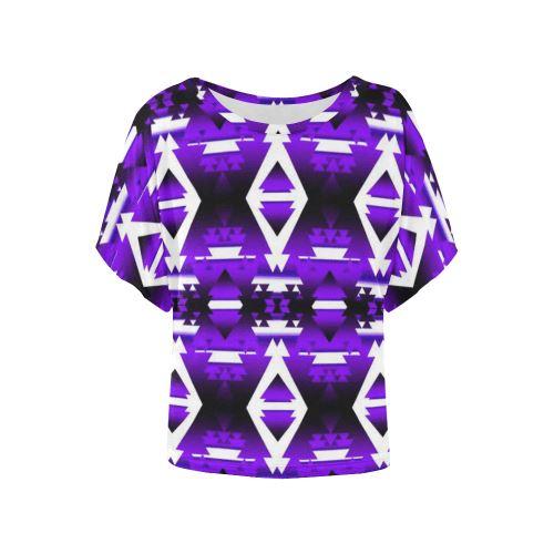 Moon Shadow Winter Camp Women's Batwing-Sleeved Blouse T shirt (Model T44) Women's Batwing-Sleeved Blouse T shirt (T44) e-joyer 
