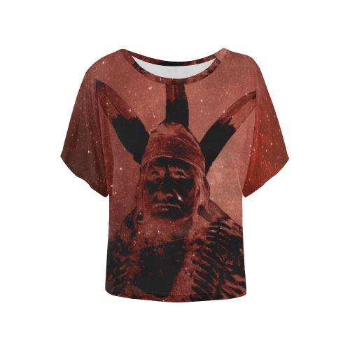 Native Man Sierra Women's Batwing-Sleeved Blouse T shirt (Model T44) Women's Batwing-Sleeved Blouse T shirt (T44) e-joyer 