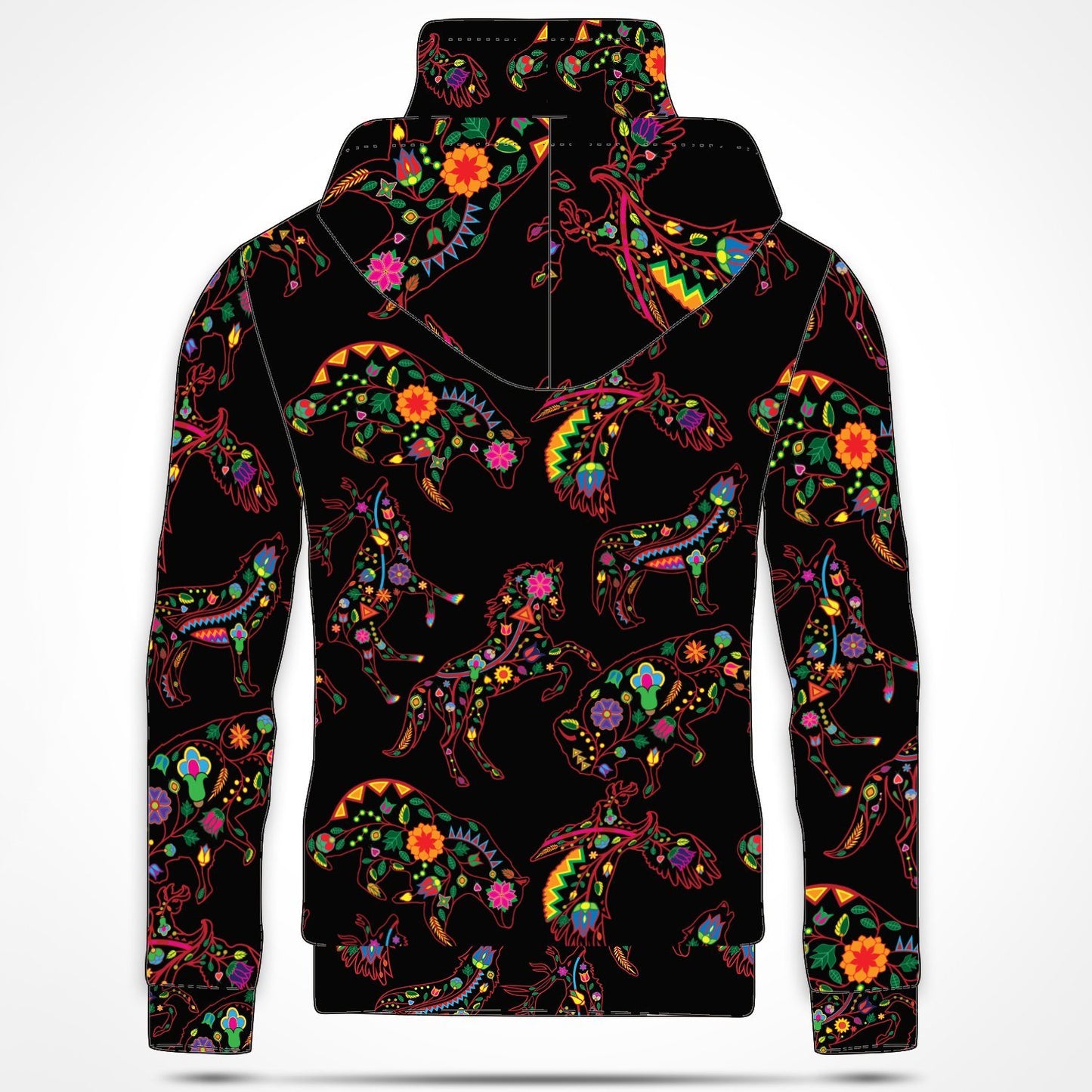 Neon Floral Animals Hoodie with Face Cover 49 Dzine 