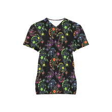 Load image into Gallery viewer, Neon Floral Bears All Over Print Scrub Top Scrub Top e-joyer 
