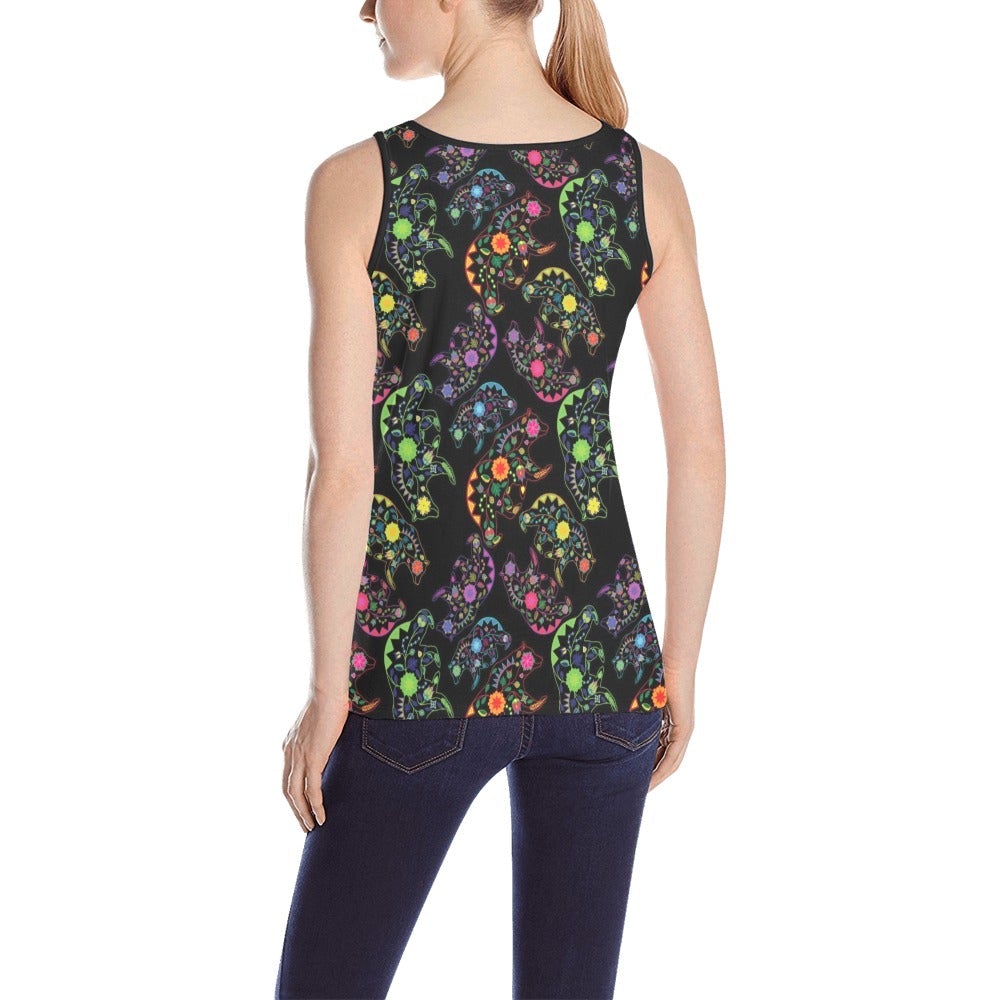 Neon Floral Bears All Over Print Tank Top for Women (Model T43) All Over Print Tank Top for Women (T43) e-joyer 