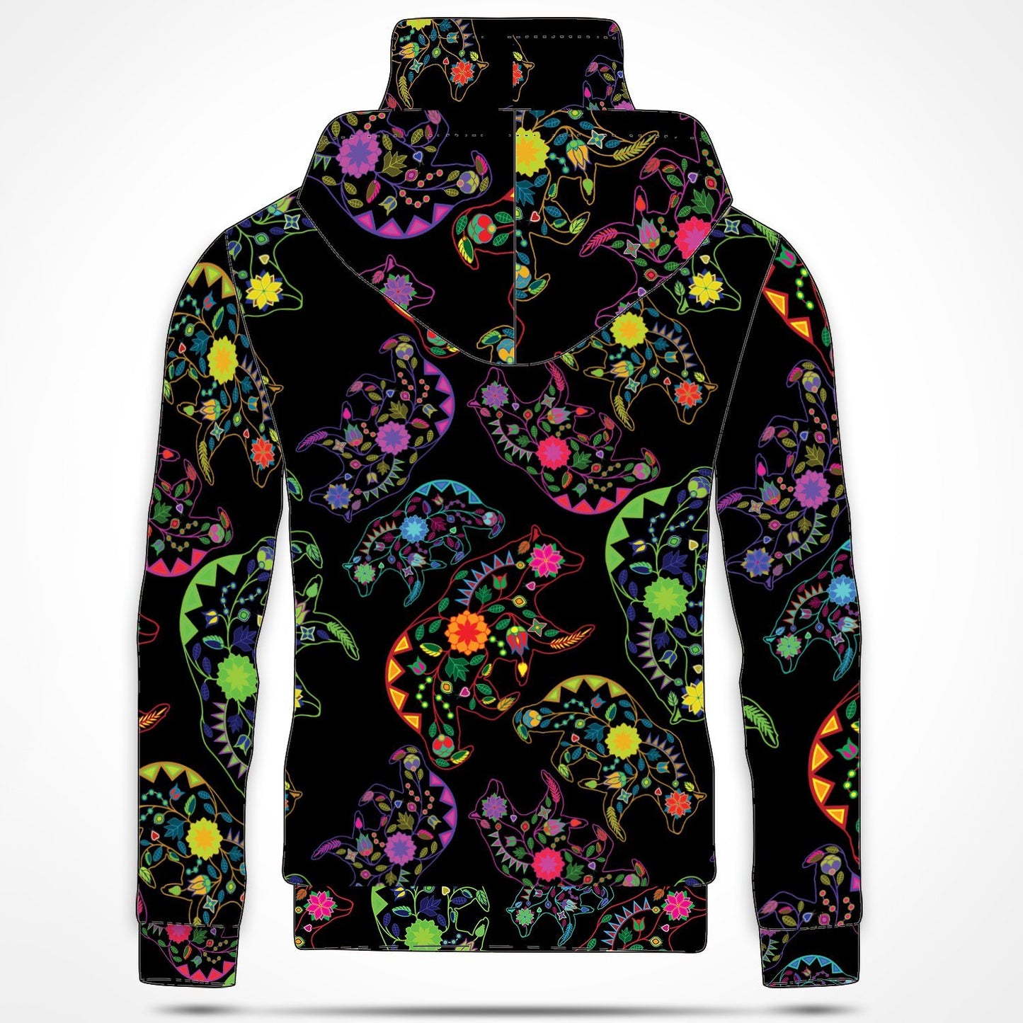 Neon Floral Bears Hoodie with Face Cover 49 Dzine 