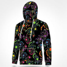 Load image into Gallery viewer, Neon Floral Bears Hoodie with Face Cover 49 Dzine 
