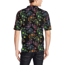 Load image into Gallery viewer, Neon Floral Bears Men&#39;s All Over Print Polo Shirt (Model T55) Men&#39;s Polo Shirt (Model T55) e-joyer 
