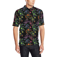 Load image into Gallery viewer, Neon Floral Bears Men&#39;s All Over Print Polo Shirt (Model T55) Men&#39;s Polo Shirt (Model T55) e-joyer 
