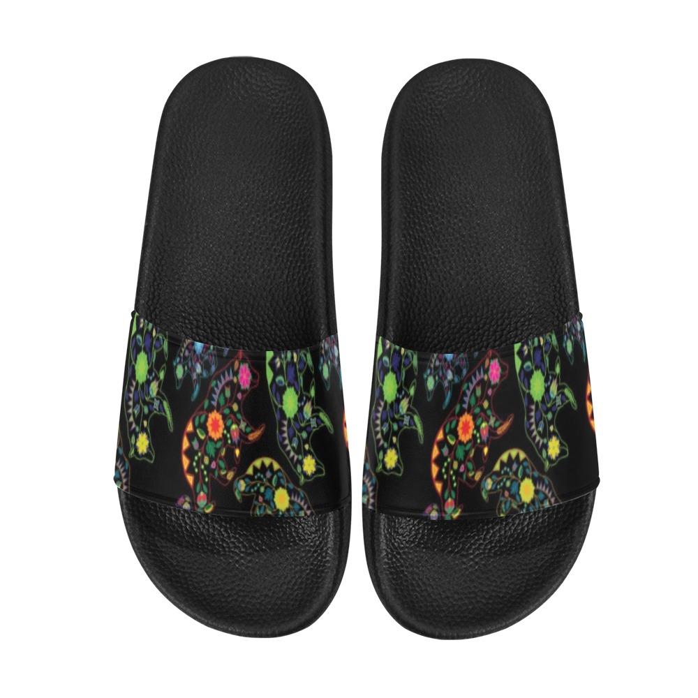 Neon Floral Bears Slide Sandals by 49 Dzine