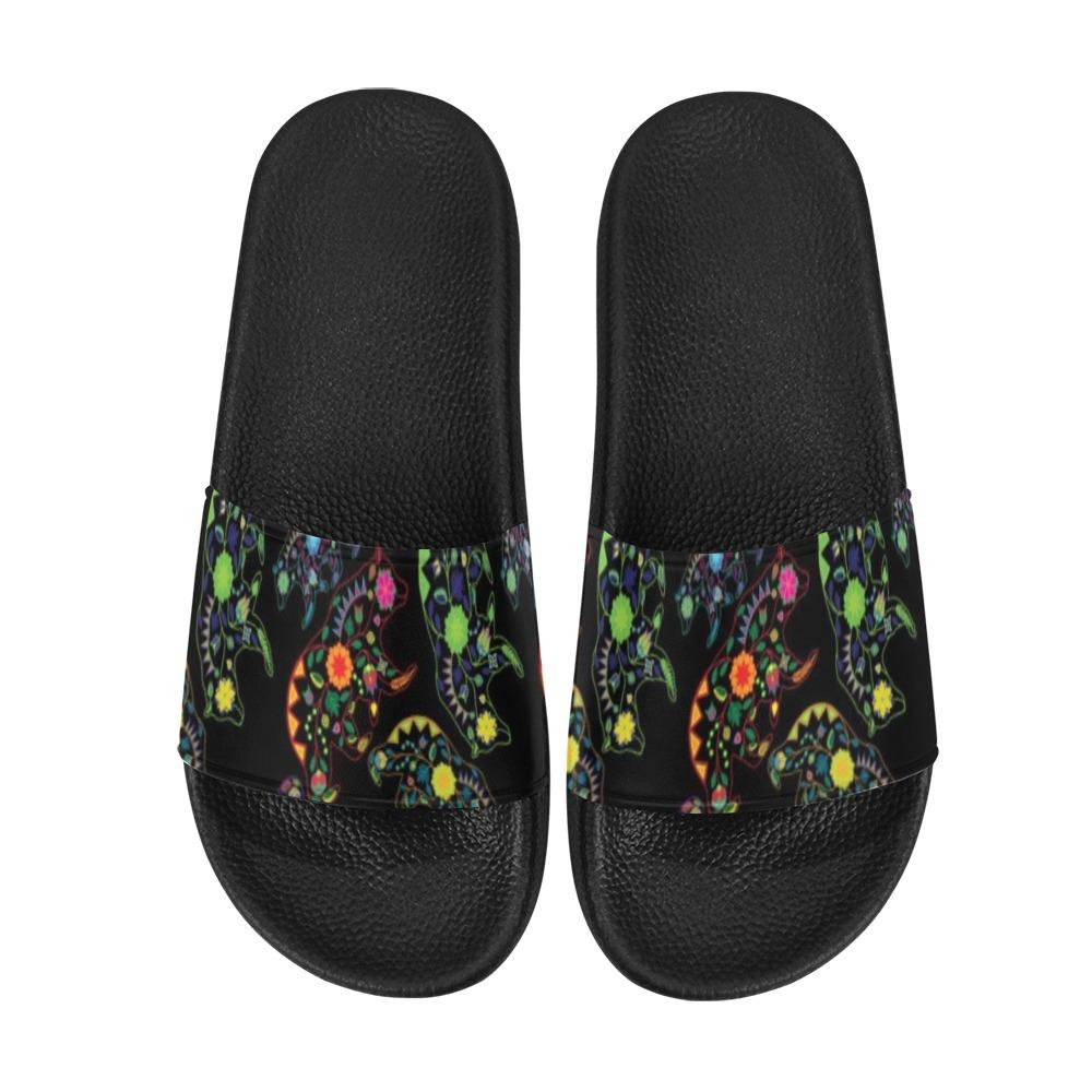 Neon Floral Bears Slide Sandals by 49 Dzine