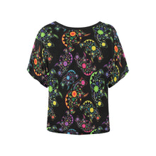 Load image into Gallery viewer, Neon Floral Bears Women&#39;s Batwing-Sleeved Blouse T shirt (Model T44) Women&#39;s Batwing-Sleeved Blouse T shirt (T44) e-joyer 
