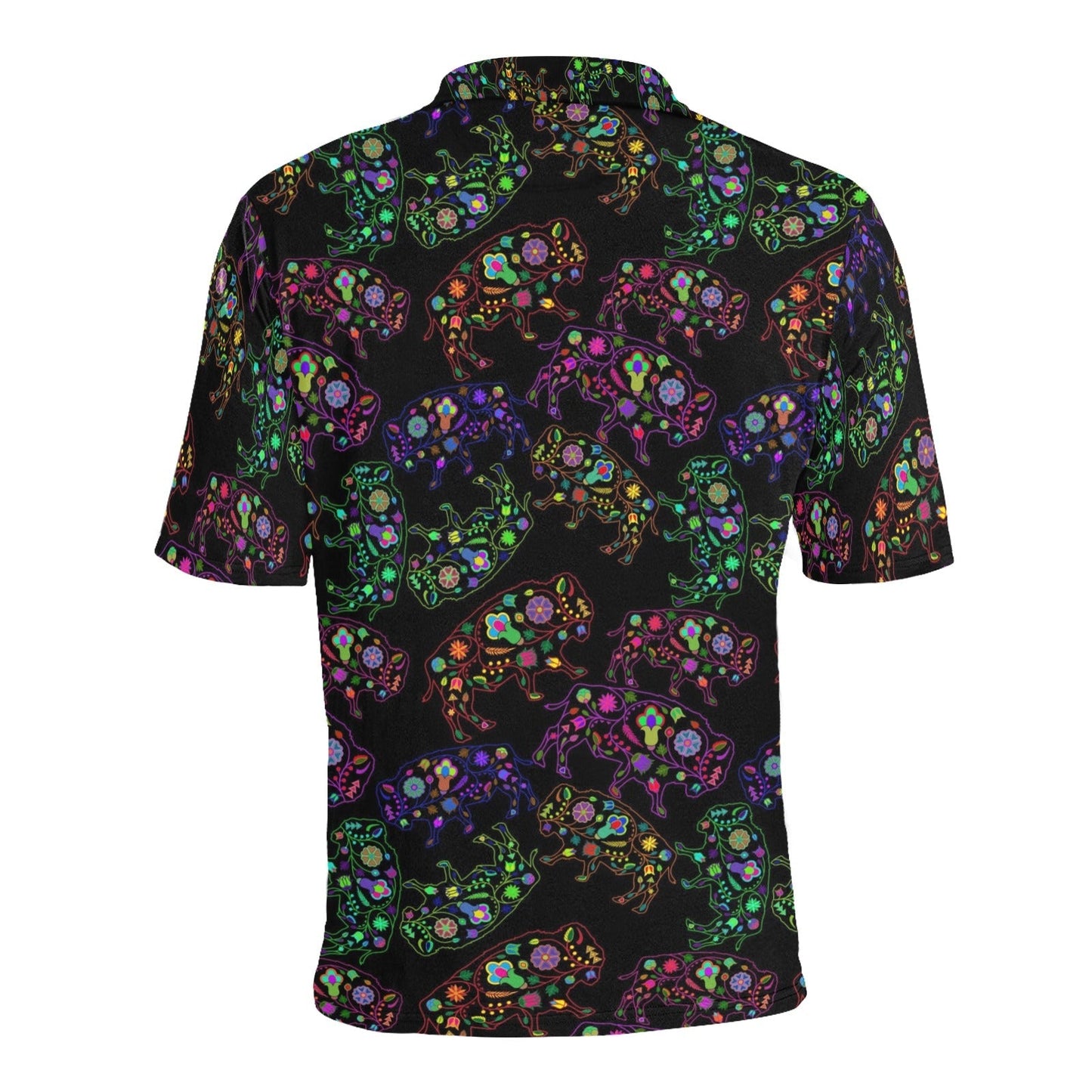 Neon Floral Buffalos Men's All Over Print Polo Shirt (Model T55) Men's Polo Shirt (Model T55) e-joyer 