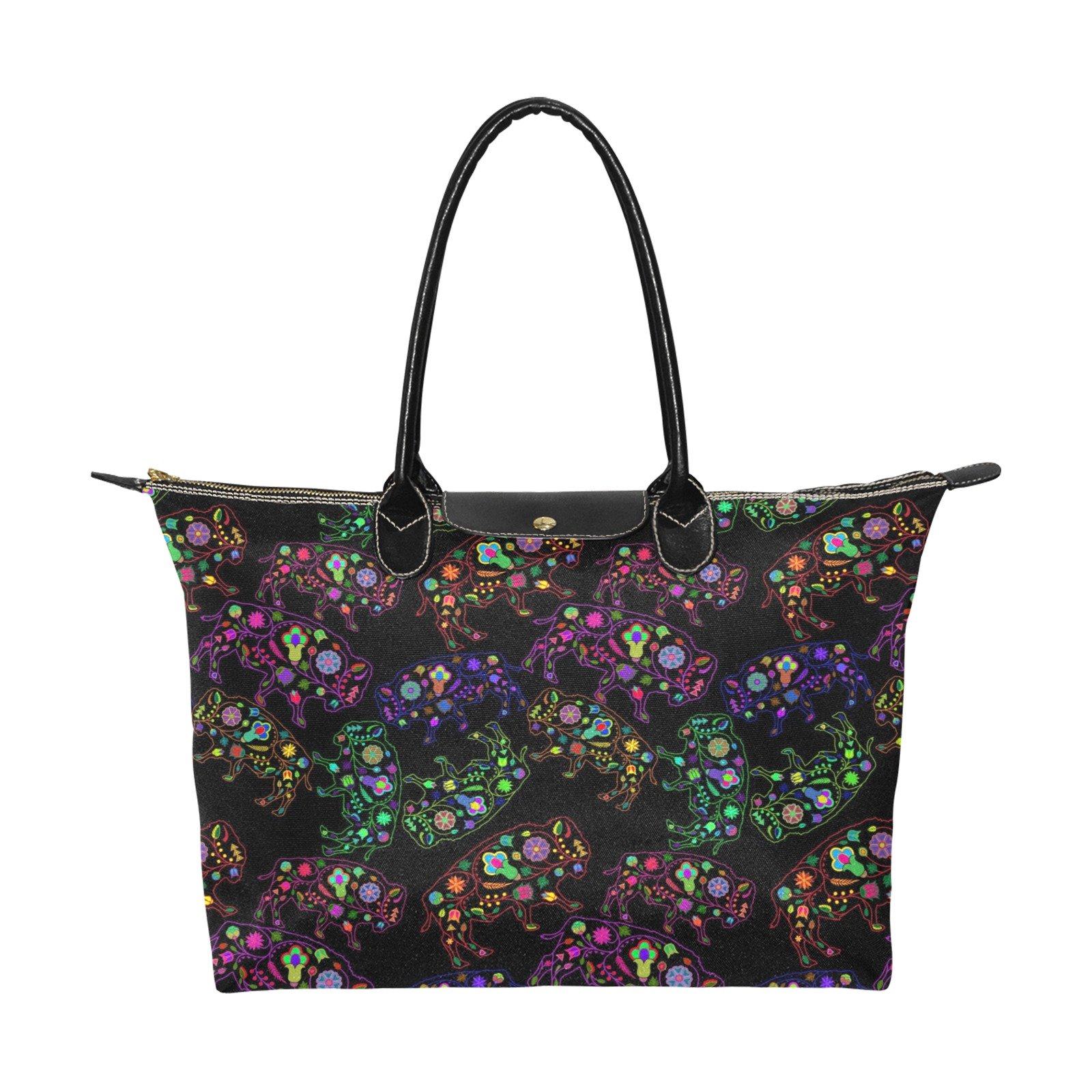 Neon Floral Buffalos Single-Shoulder Lady Handbag (Model 1714) bag e-joyer 