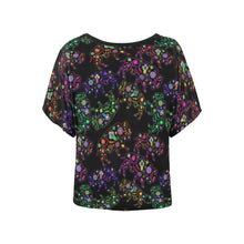 Load image into Gallery viewer, Neon Floral Buffalos Women&#39;s Batwing-Sleeved Blouse T shirt (Model T44) Women&#39;s Batwing-Sleeved Blouse T shirt (T44) e-joyer 
