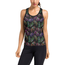 Load image into Gallery viewer, Neon Floral Buffalos Women&#39;s Racerback Tank Top (Model T60) Racerback Tank Top (T60) e-joyer 
