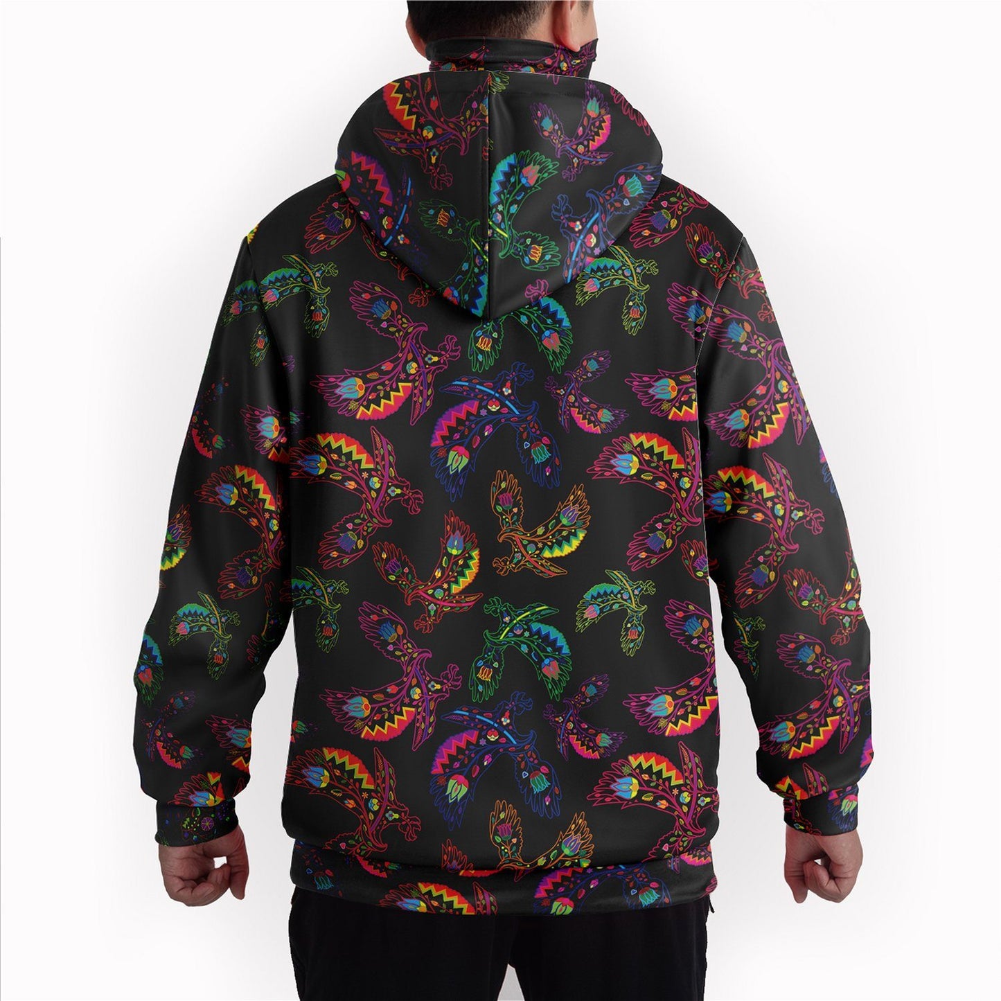 Neon Floral Eagles Hoodie with Face Cover 49 Dzine 