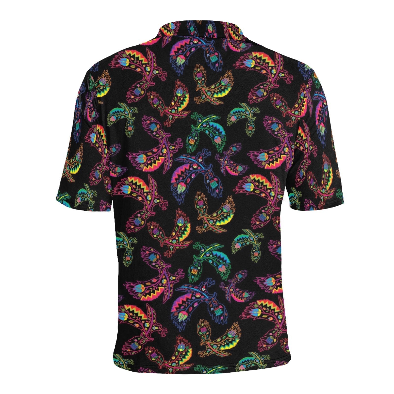 Neon Floral Eagles Men's All Over Print Polo Shirt (Model T55) Men's Polo Shirt (Model T55) e-joyer 