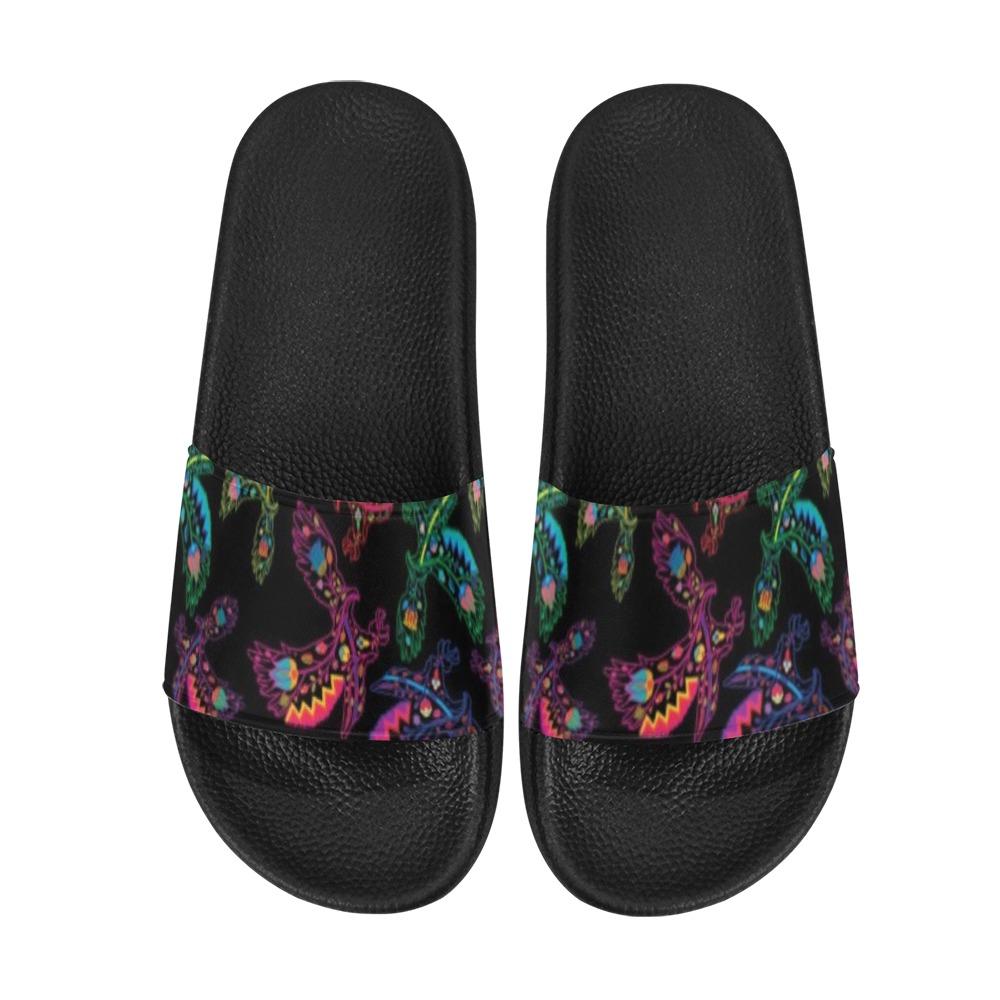 Neon Floral Eagles Slide Sandals by 49 Dzine